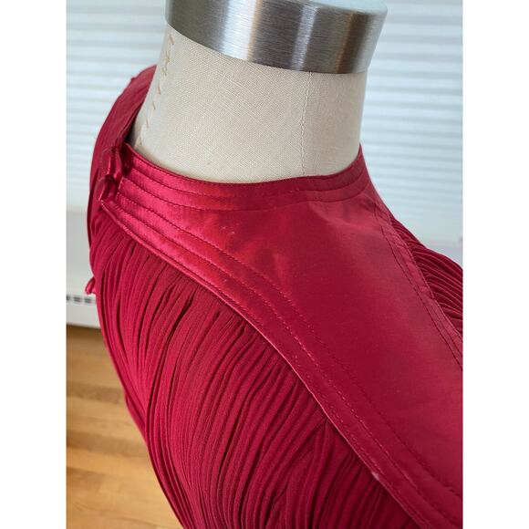 Vintage Red Dress, Red Micro Pleat, ZiZi Barbara Chodos, 70s 80s, size 9 10 M L - Picture 4 of 10